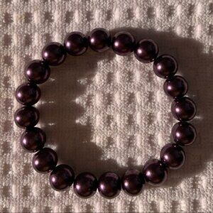 Pretty Plum Faux Pearl Stretch Bracelet